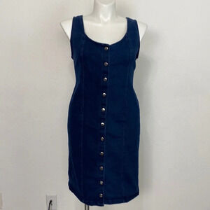 New Look Dark Wash Stretch Denim Button Front Mini Dress Plus Size 3X